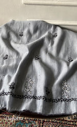 Load image into Gallery viewer, Saziya Women's Lakhnavi Handcrafted Mul Chanderi Semi - Stitched Kurta And Dupatta Set - HONC0339562
