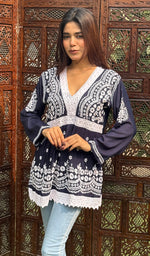 将图像加载到图库查看器中， Alshifa Women&#39;s Lakhnavi Handcrafted Modal Cotton Chikankari Top - HONC0246777
