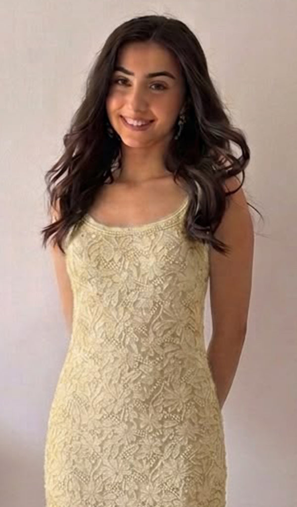 Women's Lakhnavi Handcrafted Viscose Georgette Chikankari Kurti with Slip.- HONC0164820