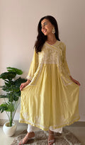 Fawziya Women's Lucknowi Handcrafted Cotton Angrakha - HONC0382663