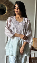 Load image into Gallery viewer, Riddhi Women's Lakhnavi Handcrafted Chanderi Silk Chikankari Top And Pant Set - HONC0360683