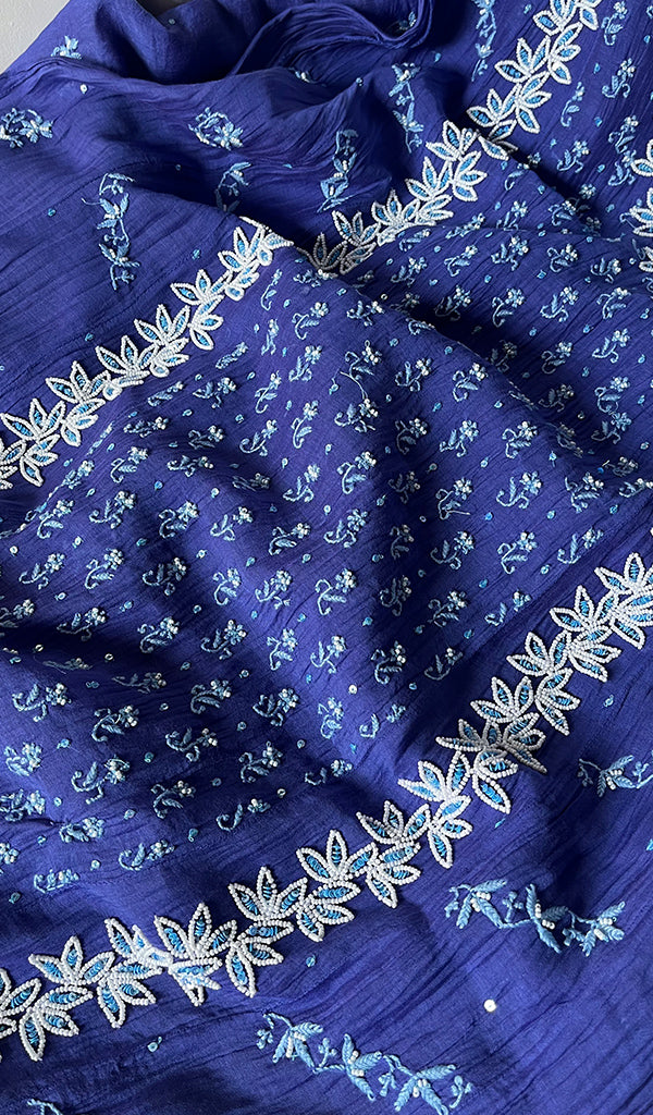 Saziya Women's Lakhnavi Handcrafted Mul Chanderi Semi - Stitched Kurta And Dupatta Set - HONC0307235