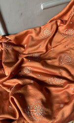 Load image into Gallery viewer, Women's Lucknowi Handcrafted Chanderi Silk Unstitched Chikankari Full Suit Material - HONC018789