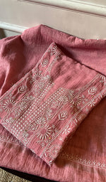 Load image into Gallery viewer, Women&#39;s Lakhnavi Handcrafted Tissue Chanderi Semi - Stitched Kurta And Dupatta Set - HONC0267045

