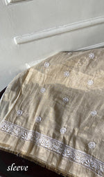 Load image into Gallery viewer, Lucknowi Handcrafted Tissue Chanderi Chikankari Unstitched Unisex Kurta Fabric - HONC0338778