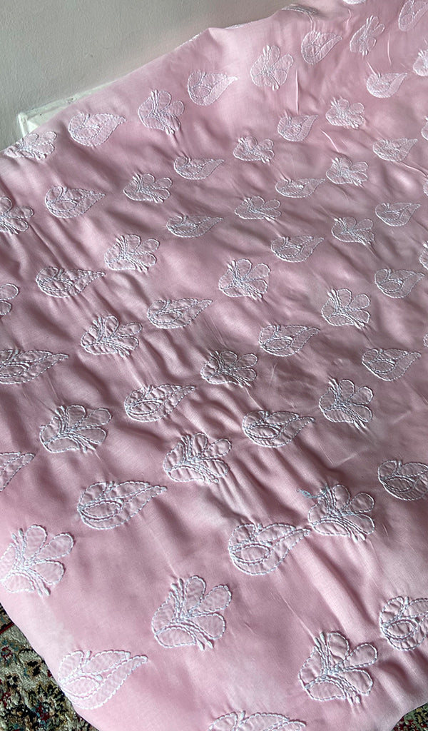 Women's Lakhnavi Handcrafted Cotton Unstitched Chikankari Suit Material - HONC0360791