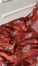 将图像加载到图库查看器中， Women's Lakhnavi Handcrafted Mul Chanderi Unstitched Chikankari Full Suit Material - HONC0321896