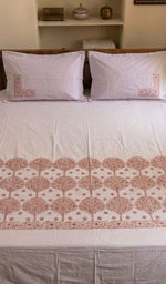 Load image into Gallery viewer, Lakhnavi Handcrafted Cotton Chikankari Bedsheet Set - HONC014780