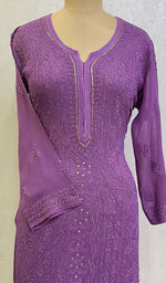 Load image into Gallery viewer, Lakhnavi Handcrafted Viscose Georgette Chikankari Kurti - HONC026158
