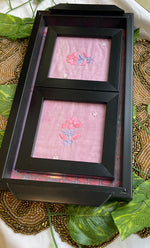 将图像加载到图库查看器中， Handcrafted Chikankari Tray with Two Coasters – Wooden Frame - HONC0310956

