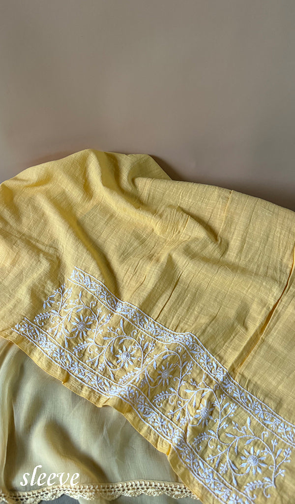 Women's Lakhnavi Handcrafted Cotton Chikankari Kurta And Kurta Dupatta Set