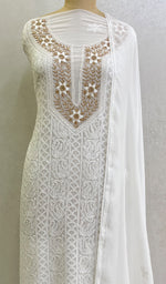 Load image into Gallery viewer, Women&#39;s Lucknowi Handcrafted Viscose Georgette Chikankari Kurta And Dupatta Set - HONC0107137
