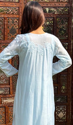 Load image into Gallery viewer, Women&#39;s Lucknowi Handcrafted Muslin Chikankari Kurti - HONC0207552
