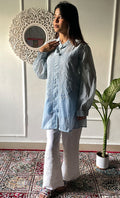Eshita Women's Lakhnavi Handcrafted Mul Chanderi Chikankari Top - HONC0312904