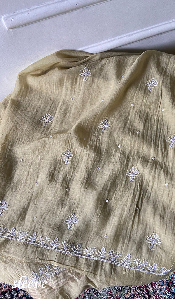 Women's Lakhnavi Handcrafted Mul Chanderi UnStitched Kurta And Dupatta Set - HONC0343238