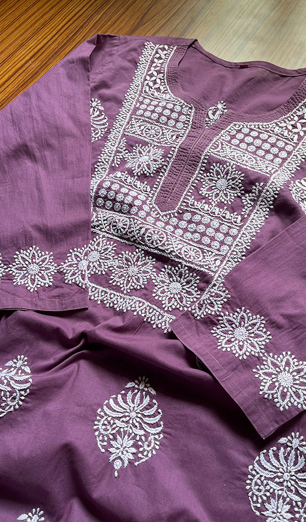 Women's Lucknowi Handcrafted Cotton Chikankari Kurti - HONC0300980