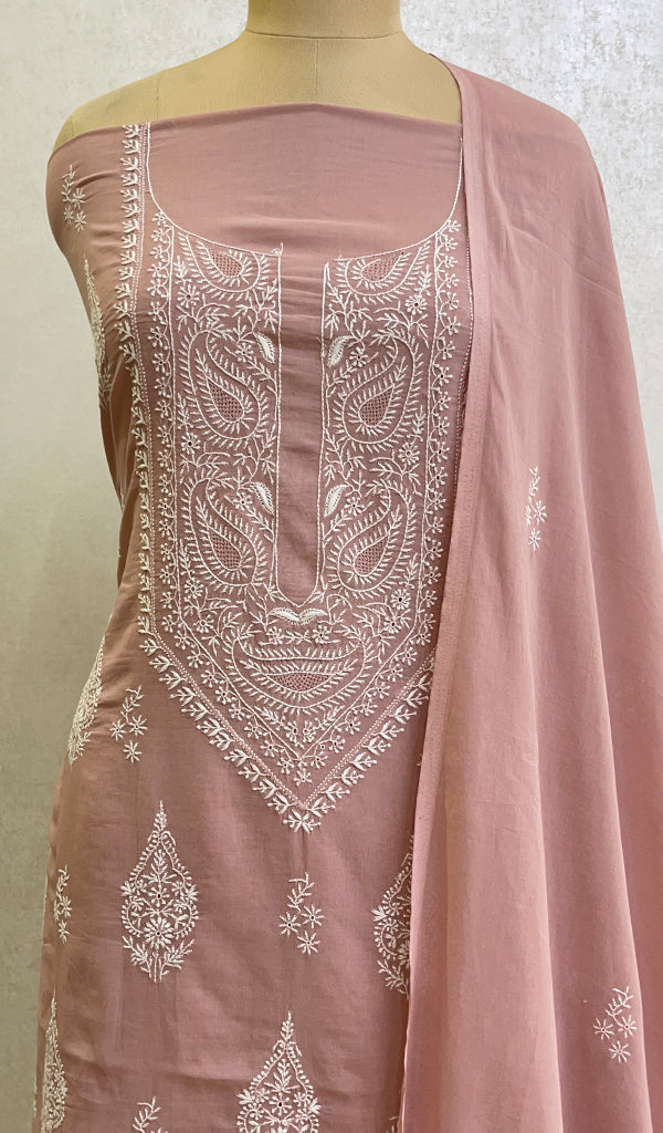Women's Lakhnavi Handcrafted Cotton Chikankari Suit Material- HONC0155773