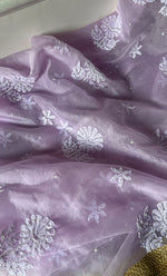 Load image into Gallery viewer, Women&#39;s Lakhnavi Handcrafted Organza Chikankari Unstitched Full Suit Material - HONC0284609
