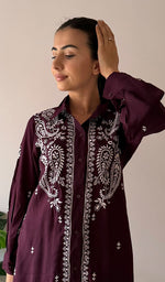 Load image into Gallery viewer, Devanshi Women's Lakhnavi Handcrafted Cotton Chikankari Kurta And Palazzo Set - HONC0358515