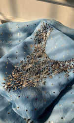 将图像加载到图库查看器中， Marifa Women&#39;s Lakhnavi Handcrafted Pure Organza Chikankari Unstitched Kurta And Dupatta Set- HONC0294044
