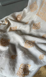 Load image into Gallery viewer, Women&#39;s Lakhnavi Handcrafted Mul Chanderi Unstitched Kurta And Dupatta Set- HONC0263957
