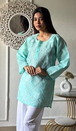 Load image into Gallery viewer, Women's Lakhnavi Handcrafted Cotton Chikankari Top - HONC0347238