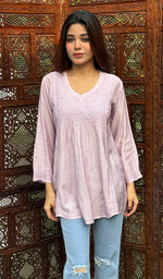 Load image into Gallery viewer, Daisha Women&#39;s Lucknowi Handcrafted Muslin Chikankari Top - HONC0242979
