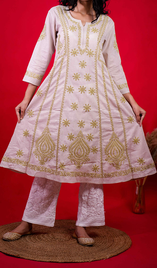 Divya Women's Lucknowi Handcrafted Cotton Chikankari Kurti - HONC0213349