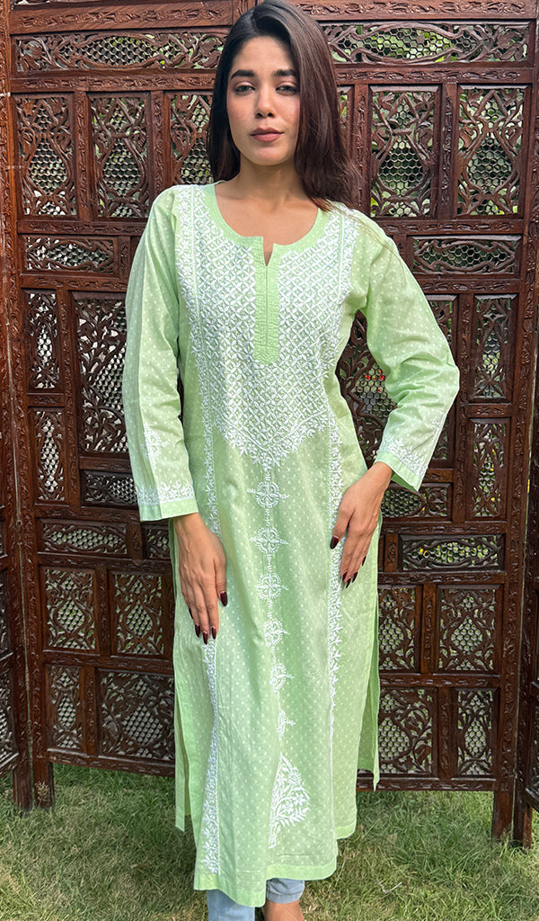 Zainab Women's Lucknowi Handcrafted Cotton Chikankari Kurti - HONC0217235