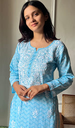Load image into Gallery viewer, Women&#39;s Lucknowi Handcrafted Cotton Chikankari Kurti - HONC0290245
