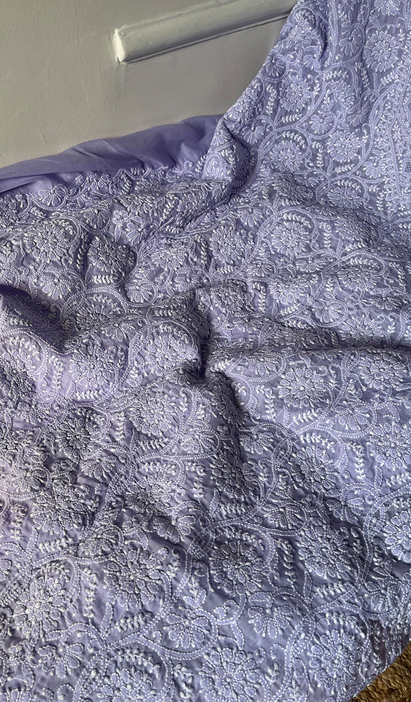 Women's Lakhnavi Handcrafted Unstitched Cotton Chikankari Suit Material - HONC0294097