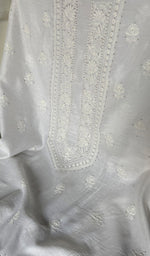 Load image into Gallery viewer, Women's Lucknowi Handcrafted Chanderi Silk Unstitched Chikankari Kurta and Dupatta Set- HONC0276223