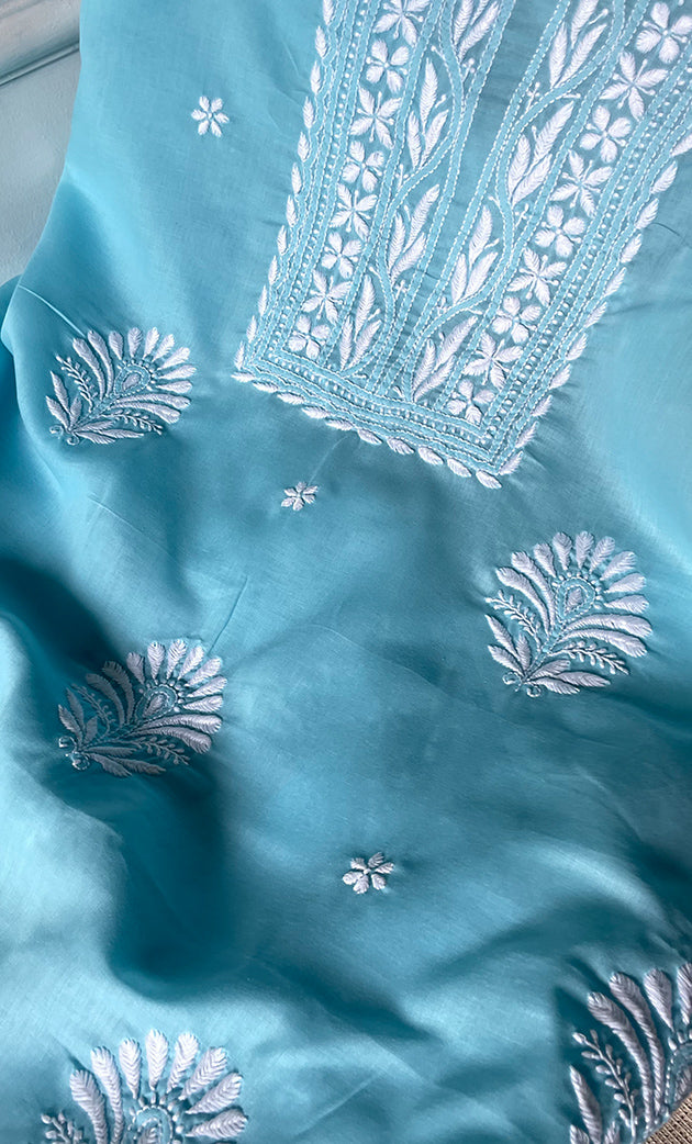 Women's Lakhnavi Handcrafted Cotton Chikankari Unstitched Kurti Fabric - HONC0318763