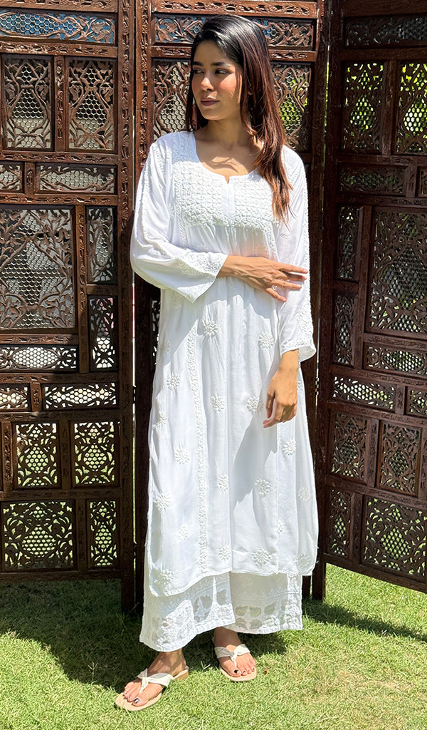 Women's Lucknowi Handcrafted Modal Cotton  Chikankari Kurti - HONC0151549