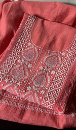 将图像加载到图库查看器中， Women&#39;s Lakhnavi Handcrafted Maheshwari  Mul Chanderi Semi - Stitched Kurta And Dupatta Set - HONC0253348
