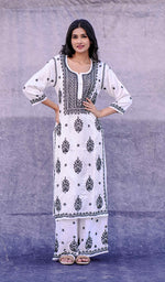 将图像加载到图库查看器中， Shifa Women&#39;s Lakhnavi Handcrafted Modal Cotton Chikankari Kurta And Palazzo Set - HONC0205167
