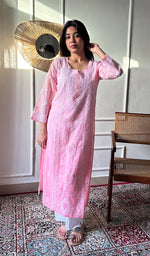 Load image into Gallery viewer, Women's Lakhnavi Handcrafted Cotton Chikankari Kurti - HONC0357548