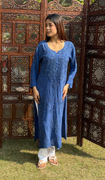 Load image into Gallery viewer, Asma Women&#39;s Lakhnavi Handcrafted Crepe Chikankari Kurti - HONC0218272
