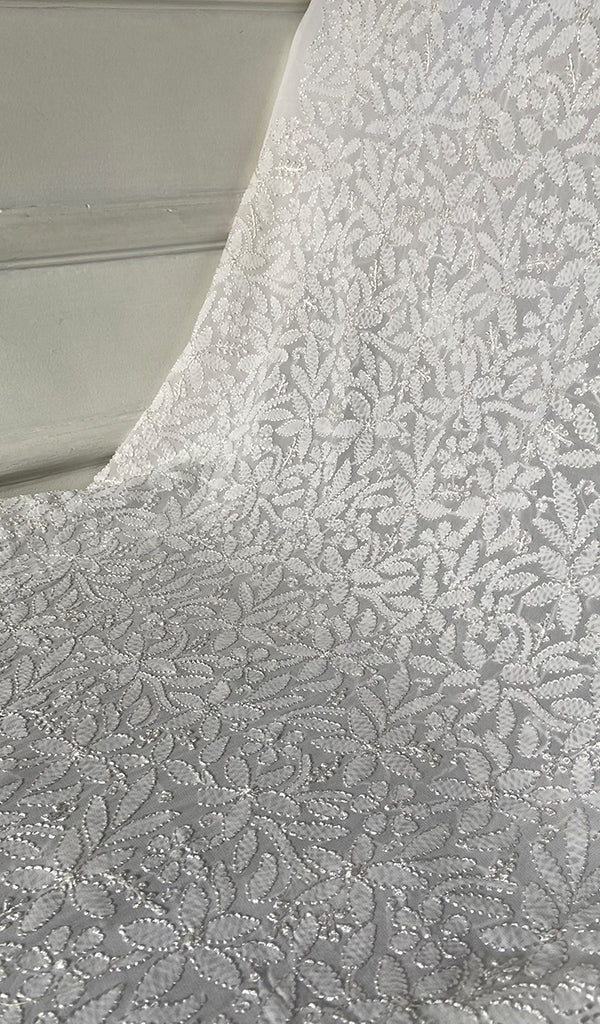 Women's Lakhnavi Handcrafted Viscose  Georgette Chikankari Kurti Fabric - HONC0343102