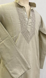 将图像加载到图库查看器中， Men&#39;s Lucknowi Handcrafted Cotton Chikankari Kurta - HONC0199723
