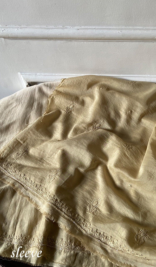 Women's Lakhnavi Handcrafted Muslin Unstitched Chikankari Full Suit - HONC0344388