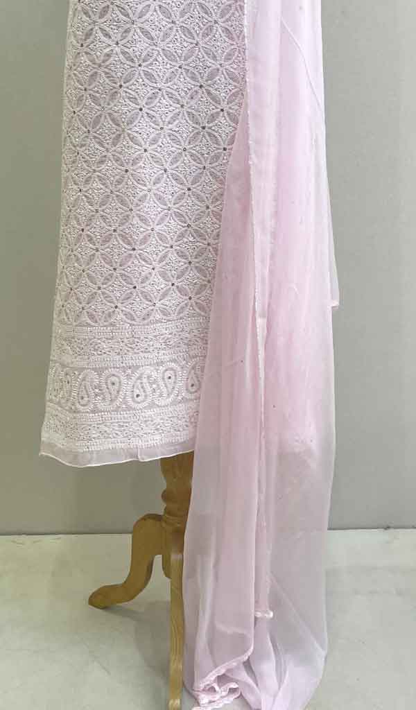 Women's Lakhnavi Handcrafted Cotton Chikankari Suit Material - HONC0222690