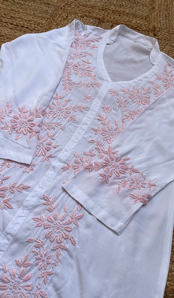 Women's Lakhnavi Handcrafted Modal Cotton Chikankari Top - HONC0283383