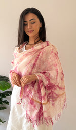 Load image into Gallery viewer, Women's Lakhnavi Handcrafted Mul Chanderi Chikankari Dupatta - HONC0320020