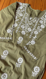 Load image into Gallery viewer, Women&#39;s Lucknowi Handcrafted Cotton Chikankari Kurti - HONC0301058
