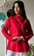 Arohi Women's Lakhnavi Handcrafted Pure Manglore silk Shirt with fine Chikankari - HONC0306916