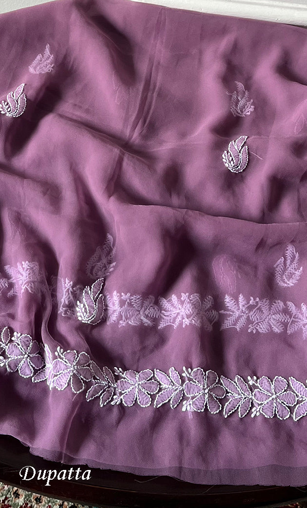 Vamika Women's Lucknowi Handcrafted Faux-Georgette Unstitched Chikankari Suit Material - HONC0330345