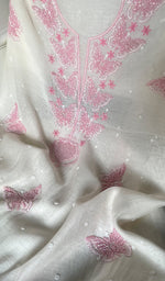 将图像加载到图库查看器中， Women's Lakhnavi Handcrafted Unstitchd Mul Chanderi Kurta And Dupatta Set - HONC0330021