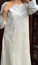 将图像加载到图库查看器中， Uzma Women&#39;s Lucknowi Handcrafted Cotton Chikankari Kurti - HONC0213270
