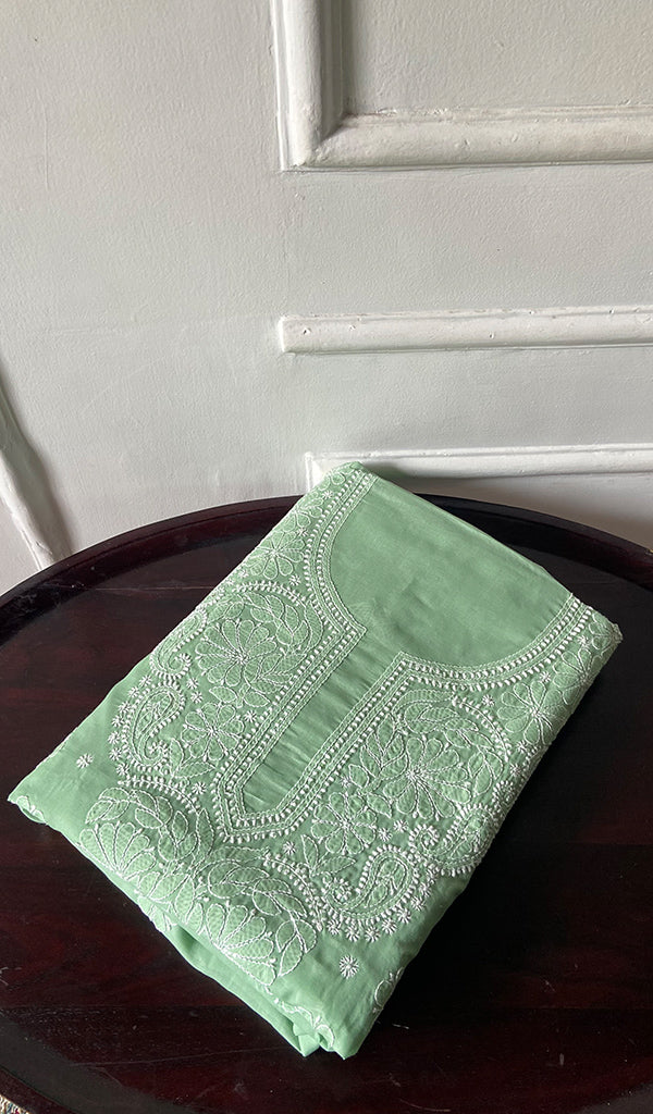 Women's Lakhnavi Handcrafted Cotton Chikankari Unstitched Kurti Fabric - HONC0367473